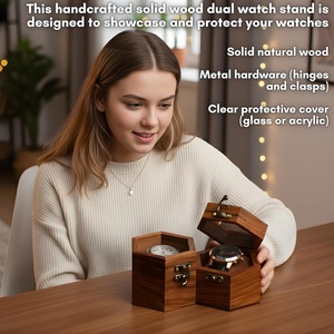 Watch Box for Men Double Slot Watch & Jewelry <b>Display</b> <b>Case</b> Dark Brown Indian Rosewood Storage Box Valentine's Gift - Product Image 1