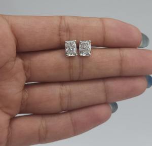 Pendientes de Diamantes Cultivados en Laboratorio de 2 Quilates, Oro Sólido de 14K, Corte Radiante, Certificados por IGI, Joyería Fina Elegante para Bodas y Uso Diario - Product Image 3