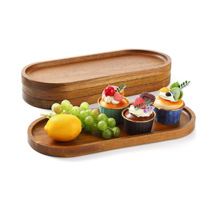 Wholesale Natural Acacia Wooden Oval Serving <b>Tray</b> Serving <b>Tray</b> Platter for Kitchen Bathroom Party from Vietnam - Product Image 2