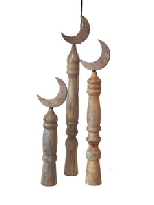 Estatuilla de mezquita y Media Luna de madera de lujo con incrustaciones de perlas para la decoración de Ramadan Mubarak - Product Image 2
