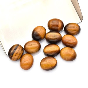 Lot en gros de cabochons ovales en œil de tigre naturel 5x7 mm, dos plat, calibrés, pierres précieuses en vrac pour la fabrication de bijoux - Product Image 2