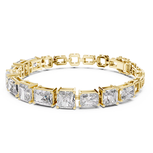 Bracelet Classique pour Homme en Diamant Radiant et Princesse Cultivé en Laboratoire, Double Fermoir, Or Jaune Massif 18 carats, Idéal pour Cadeau, Fête et Usage Quotidien - Product Image 1