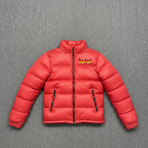 Men's <b>Red</b> Quilted <b>Jacket</b> Stand Collar <b>Waterproof</b> Windproof Casual Winter Hooded Front Regular Fit Zipper Closure Camouflage - Product Image 3