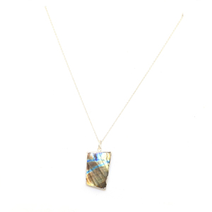 Collier chaîne puissant en argent plaqué 925 avec pierre précieuse naturelle labradorite style vintage, cristal de guérison, pierre de naissance, bijoux pour femmes et jeunes filles - Product Image 1
