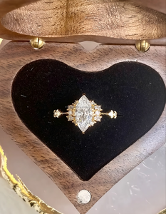 Joyería fina de 18K, anillo de diamante cultivado en laboratorio de corte Marquesa Vintage de lujo, Perla blanca, banda de compromiso de boda de oro de 14K, certificado IGI - Product Image 1