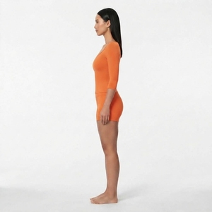 Women’s Athletic Two Piece Set <b>Long</b> <b>Sleeve</b> <b>Top</b> and Fitted Shorts Stretch <b>Workout</b> Fitness Training Apparel Manufacturer - Product Image 2