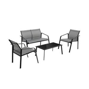 Set di 4 pezzi di mobili da giardino con bracciolo divanetti e tavolo di vetro per ponte - Product Image 4