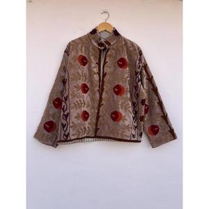 Handmade Velvet Suzani Embroidered Boho Coat Autumn Winter Cotton <b>Jacket</b> Reversible Eco-Friendly Gift for Her - Product Image 1