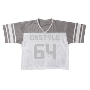 Active <b>Red</b> White Mesh Football Jersey Vintage Athletic Sportwear V Neck <b>Crop</b> <b>Top</b> Casual Streetwear Practice Team Tee Shirt - Product Image 1