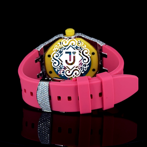 นาฬิกาข้อมือควอตซ์ทรงแปดเหลี่ยมสีชมพูสำหรับผู้หญิง รุ่น Luxe ตัวเรือนทองเหลือง ประดับขอบหน้าปัดด้วยคริสตัล พร้อมตัวล็อคแบบหัวเข็มขัด สายขนาด 20 มม. - Product Image 5