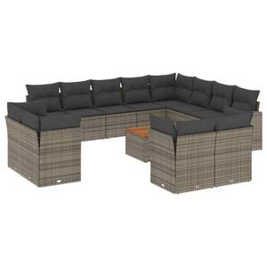 Conjunto de Sofás de Jardín de Ratán Gris, 10+ Plazas, Muebles de Exterior, Diseño Contemporáneo, Reposabrazos Ajustables - Product Image 5