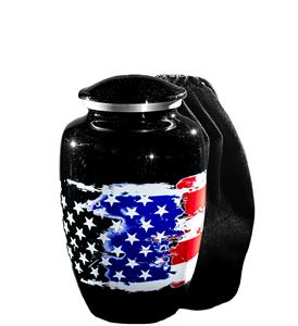 Urnes pour cendres humaines U.S.A Drapeau Crémation Urne funéraire Urne patriotique décorative Grande taille personnalisée noire - Product Image 1