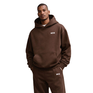 Conjunto Deportivo de Felpa Marrón Antiarrugas y Transpirable, Sudadera con Capucha Extra Grande para Hombre, Conjunto Informal de Dos Piezas para Correr, Ropa Deportiva Cálida de Invierno - Product Image 2