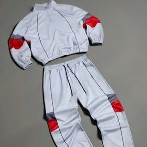 Ensemble jogging 2 pièces pour homme, veste courte et pantalon, coupe-vent en polyester avec fermeture éclair, style streetwear, service OEM - Product Image 1