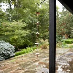 Iron Rain Chain Decorative Water Drainage <b>Feature</b> for Outdoor <b>Gardens</b> Patios and Homes Stylish Steel Design Buildings - Product Image 2