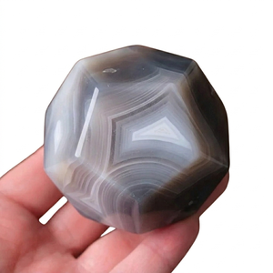 Dodecaedro de Ágata Gris Natural, Piedra de Cristal Geométrica, Dodecaedro de Ágata, Gema Curativa, Venta al por Mayor - Product Image 4