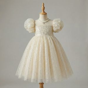 Robe de princesse de haute qualité pour enfants, robe de fête d'anniversaire à sequins et manches bouffantes en tulle pour enfant de 1 à 12 ans - Product Image 4