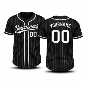 Custom Pinstripe Baseball Jersey Men Youth Full Button Team Uniform Embroidered Tackle Twill Private <b>Label</b> Manufacturer - Product Image 1