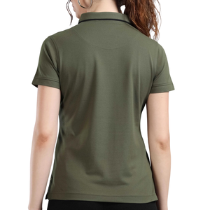 Jersey de Punto Premium para Mujer, Color Sólido, Manga Corta, Corte Ajustado, Algodón Spiumo, Top Informal de Punto, Logotipo Frontal, OEM, ODM, Personalizado - Product Image 3