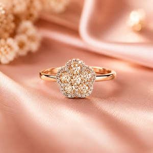 Premium 14K Gold Flower Shape <b>Ring</b> with <b>CZ</b> Stone Cluster Designer Wedding Jewelry for Women Buyers - Product Image 3
