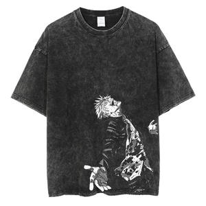 เสื้อยืดโอเวอร์ไซส์สีดำสำหรับผู้ชาย แขนสั้น คอกลม สไตล์สตรีท พิมพ์ลายตัวอักษร ผ้าเจอร์ซีย์ถักจากผ้าฝ้าย 100% - Product Image 4