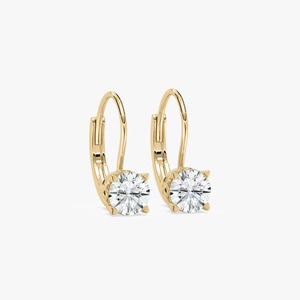 Round Shaped with Single Diamond Stone Lab Grown Diamond Filigree Scroll Lever <b>back</b> <b>Drop</b> Earrings - Product Image 2