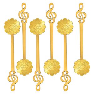 Cuchara de Postre en Forma de Flor de Acero Inoxidable Dorado, Elegante Cubertería para Café y Té - Product Image 6