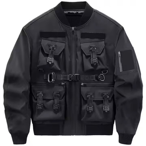 Custom Men's High Quality Stand Collar Silk Shell Breathable Oversized Bomber Jacket Zipper Front Casual Streetwear OEM Service - Product Image 1