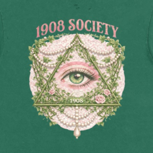 เสื้อยืดลายกราฟิกวินเทจสีเขียวสำหรับผู้หญิง รุ่น 1908 Society Hand Frayed Wash แขนสั้น สไตล์ลำลอง ขาดๆ แบบ Distressed เหมาะสำหรับใส่ในกลุ่มเพื่อนร่วมชั้นหรือสตรีทแฟชั่น - Product Image 6