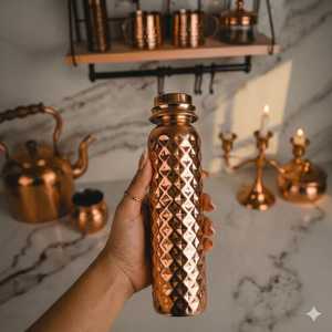 BURAQ HANDICRAT Copper Water <b>Bottle</b> 1L Design for Travel - Product Image 1