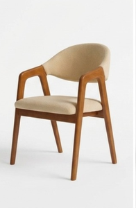 Chaise de salle à manger moderne en tissu bouclé de style nordique, fauteuil individuel en bois massif pour mobilier de restaurant de luxe - Product Image 5