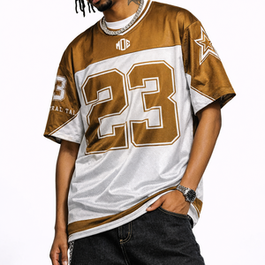 Jersey de Fútbol Americano Personalizado, Color Marrón, Talla Grande, Cuello en V, Malla, Número 23, Logotipo Personalizado, Marca Privada, Ropa Deportiva al Por Mayor, OEM - Product Image 4
