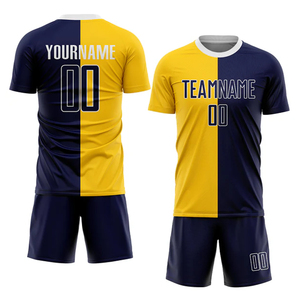 Ensemble de football en jersey bicolore, design personnalisé pour l'entraînement, tenues de sport respirantes, uniformes de football - Product Image 1