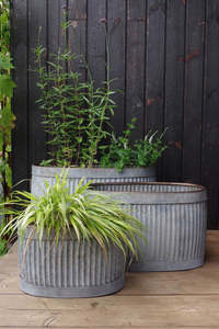 Galvanized Metal Iron Outdoor Garden Patio Large Size Decorative Galvanized Metal <b>Planters</b> - Product Image 6