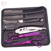 Kit de coiffure professionnel pour salon de barbier, ciseaux à effiler en acier inoxydable de haute qualité, peigne aiguisé, OEM