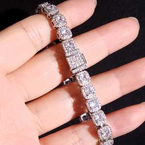 Luxury 925 Sterling <b>Silver</b> Brilliant Cut Moissanite Hip Hop Tennis Iced Rhodium Plated <b>Bracelet</b> Lab Diamond Halo Women Men Fine - Product Image 3
