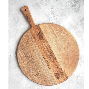 Planche à découper en bois d'acacia de 1,5 cm d'épaisseur avec poignée, compatible lave-vaisselle, taille personnalisable pour la cuisine - pizza, pain, fruits, légumes - Product Image 6