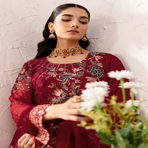 Ramsha Vol R-12 Designers pakistanais trois pièces en mousseline de soie brodée costumes femmes fête porter des robes Panjabi - Product Image 4