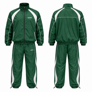 Ensemble de survêtement coupe-vent marron pour homme, 300 GSM, fermeture éclair intégrale, logo personnalisé, col montant, 100 % nylon, vêtements de sport, poches latérales - Product Image 6