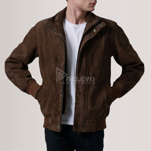 Premium Quality Sheepskin <b>Leather</b> <b>Jacket</b> for Men Soft Real <b>Leather</b> Business Casual Blazer Classic Stand Collar Windproof <b>Jacket</b> - Product Image 1