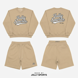 ชุดเสื้อสเวตเชิ้ตและกางเกงขาสั้นผ้าฟลีซผสมคอตตอนโพลีเอสเตอร์พรีเมียมสำหรับผู้ชาย สีเทา ปักโลโก้ตามสั่ง - Product Image 5