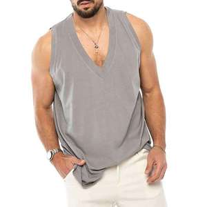 Camiseta sin mangas de algodón para hombre, deportiva de verano, 100% algodón, camiseta base sin mangas para hombres de mediana edad y mayores, camiseta interior de succión. - Product Image 1