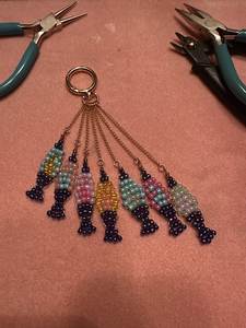 Bohemian Style Embroidered Beaded <b>Keychain</b> Handcrafted Key Holder for Bags - Product Image 1