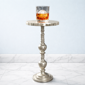 Mesa de Bar con Pedestal de Aluminio de Lujo, Tapa Redonda Compacta, Acabado Elegante, Base Resistente y Estable, Acento Moderno para Espacios de Estar - Product Image 1