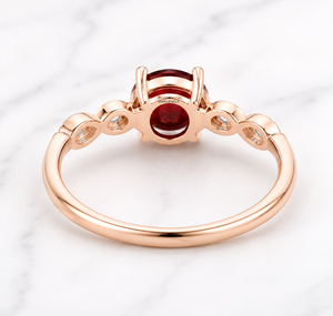 <b>Garnet</b> Diamond Engagement <b>Ring</b> for Women Round Red Gemstone 10K 14K 18K Gold & 925 <b>Silver</b> 935 <b>Silver</b> - Product Image 4