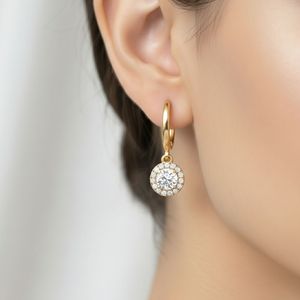 Boucles d'oreilles linéaires minimalistes de luxe plaquées or avec diamants synthétiques cultivés en laboratoire, taille ronde, 0,80 carat au total - Product Image 6