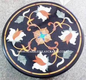 Mesa de Lujo con Incrustaciones de Mármol Negro Hecha a Mano, Forma Cuadrada, Exportación, Fabricación India, para Decoración del Hogar - Product Image 2