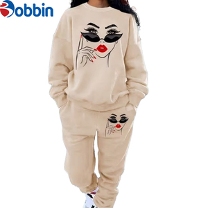 Top Quality Organic New Winter Ladies Casual Hooded Short Sweatshirt <b>Pants</b> Set Custom Print Long Sleeve Eco-Friendly Breathable - Product Image 1