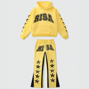 Custom Y2K Retro Tracksuit Printed Hoodie Baggy Flared Sweatpants Men Streetwear Outfit Loose Fit <b>Hip</b> Hop Fashion - Product Image 1