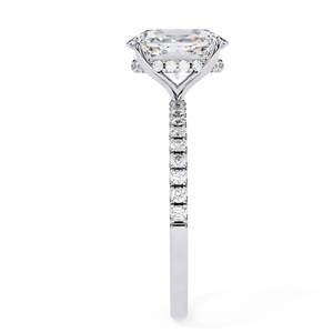 Anillo de Compromiso de Moissanita Ovalada de 1.20 CT con Halo Oculto, Media Pavé y Media Eternidad, Plata de Ley 925 - Product Image 4